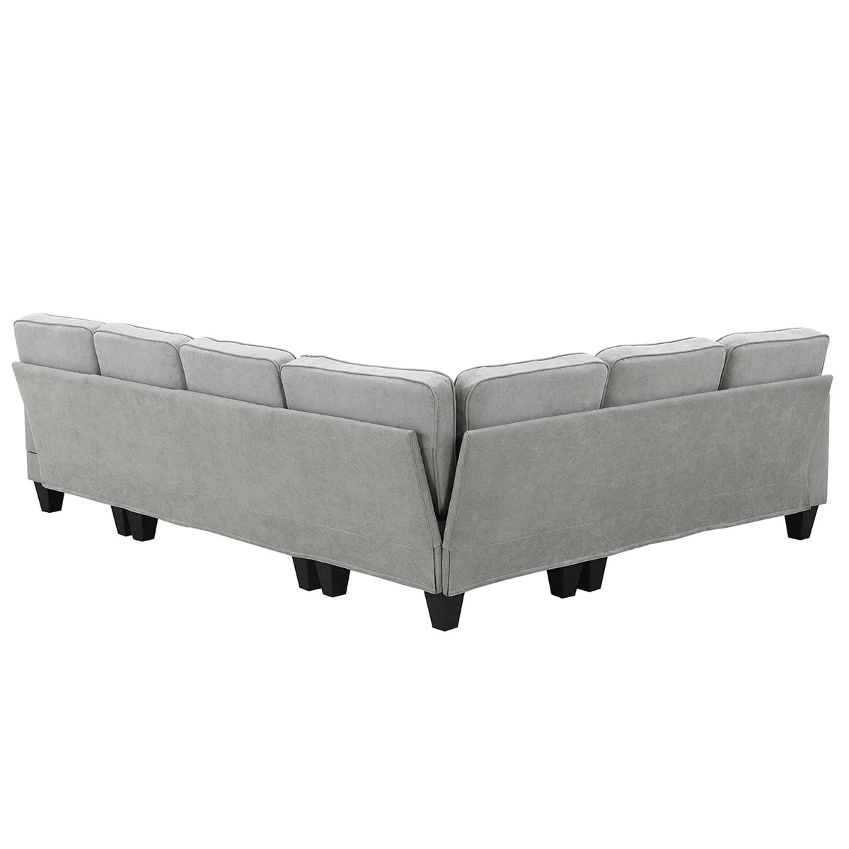 Harper & Bright Designs Modular Sectional Sofa with Ottoman Couch L Shape Corner Sofa Sets 7 Seats Fabric Couch for Living Room, Black, 112 * 87 inch