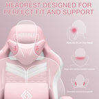 Hoffree Gaming Chair with Massage Fabric Office Chair with footrest for Adults, Ergonomic Gamer Chair with Headrest and Lumbar Support for Office Gaming, 440 LBS