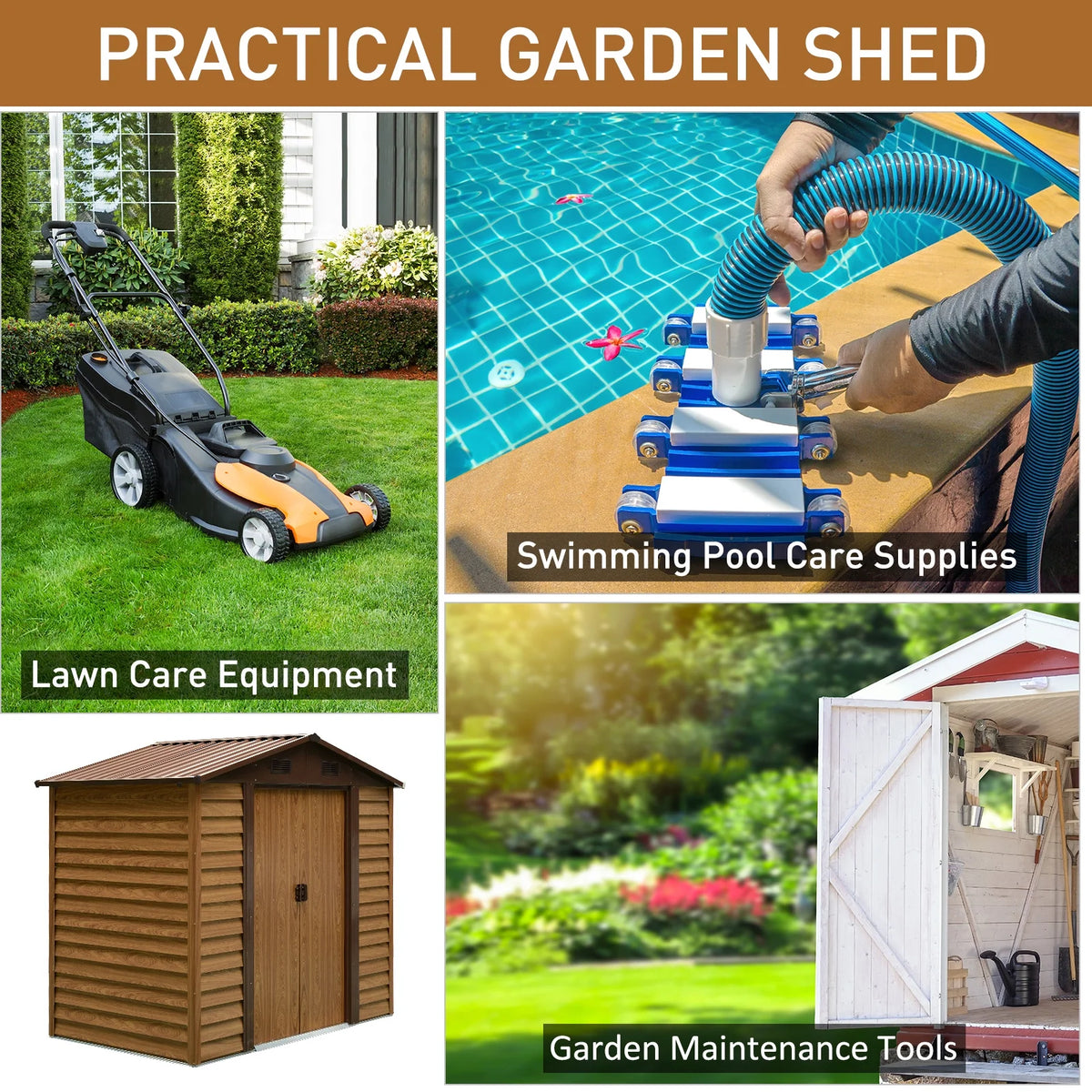 Outsunny 7' x 4' Metal Storage Shed Organizer, Garden Tool House with 4 Vents and 2 Sliding Doors for Backyard, Patio, Garage, Lawn, Dark Gray