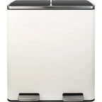 Arlopu 60 L/16 gal Dual Trash Can, Stainless Steel Garbage Can for Kitchen, Recycle Bin with Lid