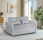 Gewnee 55'' Modern Convertible Velvet Sofa Bed with Pull-Out Twin Bed, Adjustable Backrest for Living Room, Office (Dark Gray)