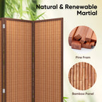 JOSTYLE 4-Panel Room Divider 6ft Tall Extra Wide Folding Privacy Screen with Diamond Double-Weave Divider for Room Separation Freestanding Red Brown
