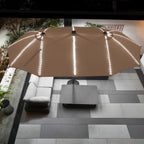 Mondawe 15ft Patio Umbrella, Large Double-Sided Solar LED Outdoor Umbrella with Fiberglass Ribs and Base for Deck Pool, Navy Blue