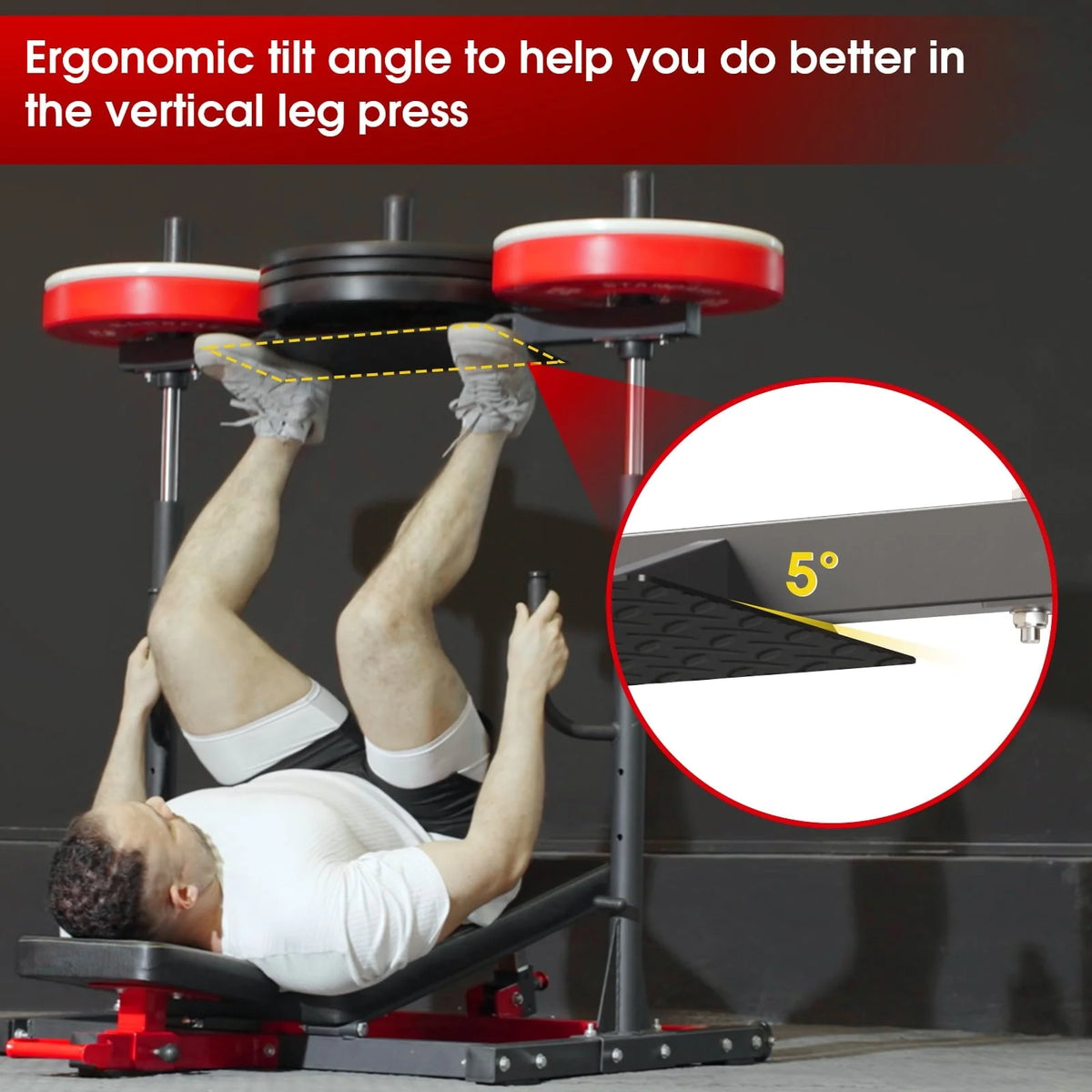 syedee Vertical Leg Press Machine, 600LBS Leg Strengthening Workout Machine with Transport Wheels and 3 Height Choice