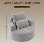 Fumahaus Upholstered Swivel Accent Chair, Oversized Comfy Round Sofa Chair with Two Pillows, Leisure Sofa Chair for Living Room Bedroom, Beige
