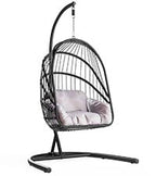 DWVO Wicker Egg Chair, Oversized Indoor Outdoor Lounger for Patio, Backyard, Living Room, Beige