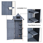 Mcombo Outdoor Storage Cabinet, Wood Garden Tool Shed (70" Tall) 0770EY