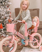 Little Daisy 12 Inch Kids Bike for 2 3 4 Years Girls with Training Wheels Princess Kids Bicycle with Basket Bike Streamers Toddler Cycle Bikes Pink