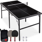 Best Choice Products 6x3ft Portable Ping Pong Table Game Set, Folding Table Tennis w/ 2 Paddles, Balls - Blue