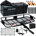 Mockins 60"x20"x6" Car Cargo Carrier Hitch Mount | 500 lbs Cap. Folding Hitch Basket with 16 CF Cargo Bag