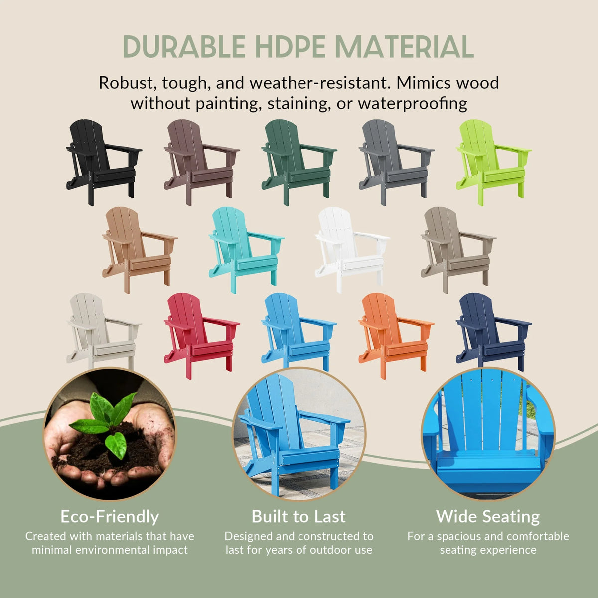 Westintrends Outdoor Folding HDPE Adirondack Chair, Patio Seat, Weather Resistant, Dark Brown