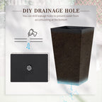 Outsunny Set of 3 Tall Planters with Drainage Hole, Outdoor Flower Plant Pots, Indoor Planters for Porch, Front Door, Entryway, Patio and Deck, Black