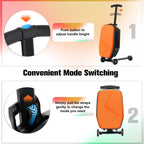 Advwin Scooter Luggage for Kids & Adults, Hardside Ride on Suitcase for Kids Ages 4-15 Multifunctional Lightweight Foldable Carry on Luggage with Wheels Ride on for Children Teenagers, Pink
