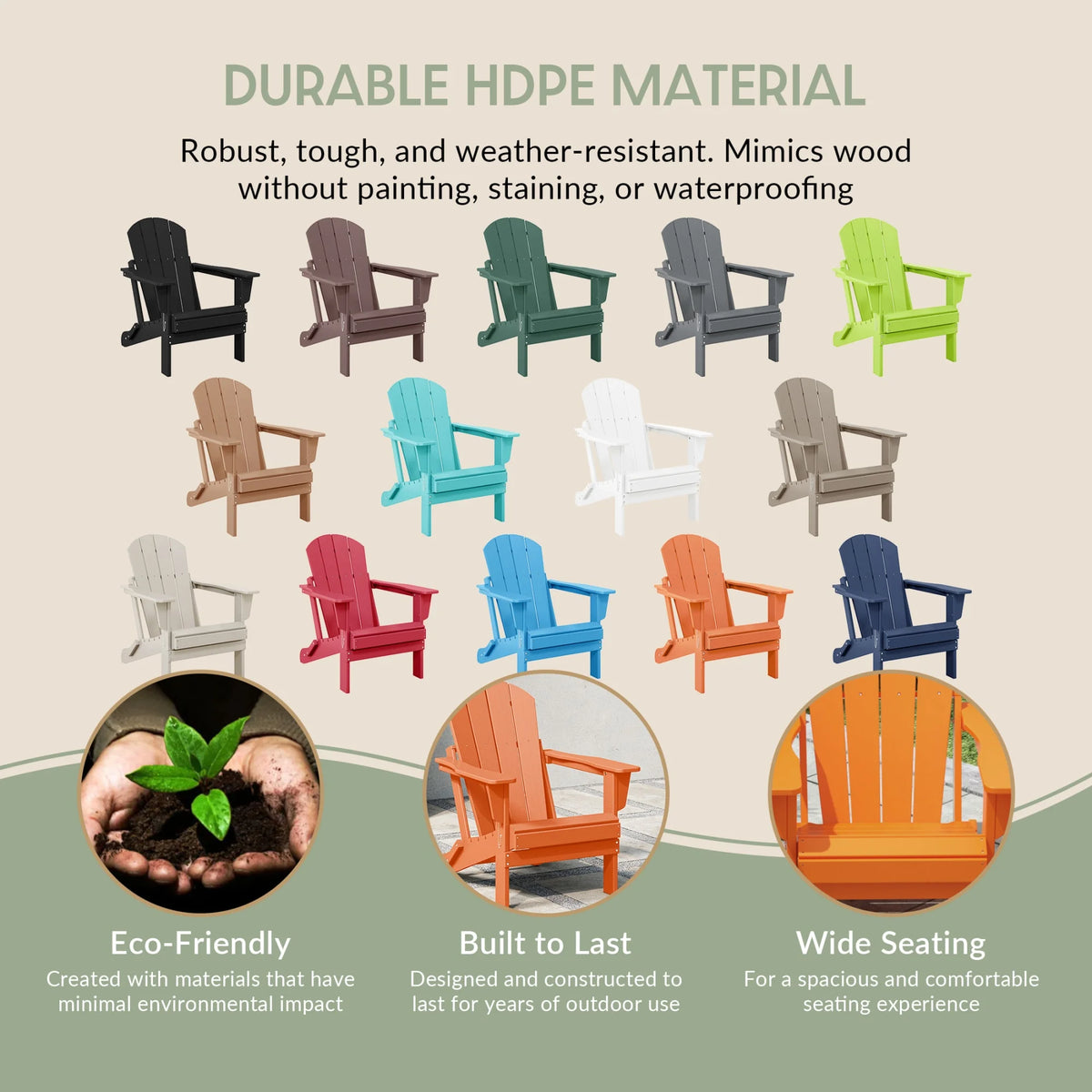 Westintrends Outdoor Folding HDPE Adirondack Chair, Patio Seat, Weather Resistant, Dark Brown