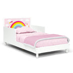 Delta Children Dreamer Toddler Bed (Choose from Dinosaur or Rainbow Headboard Stickers), Bianca White