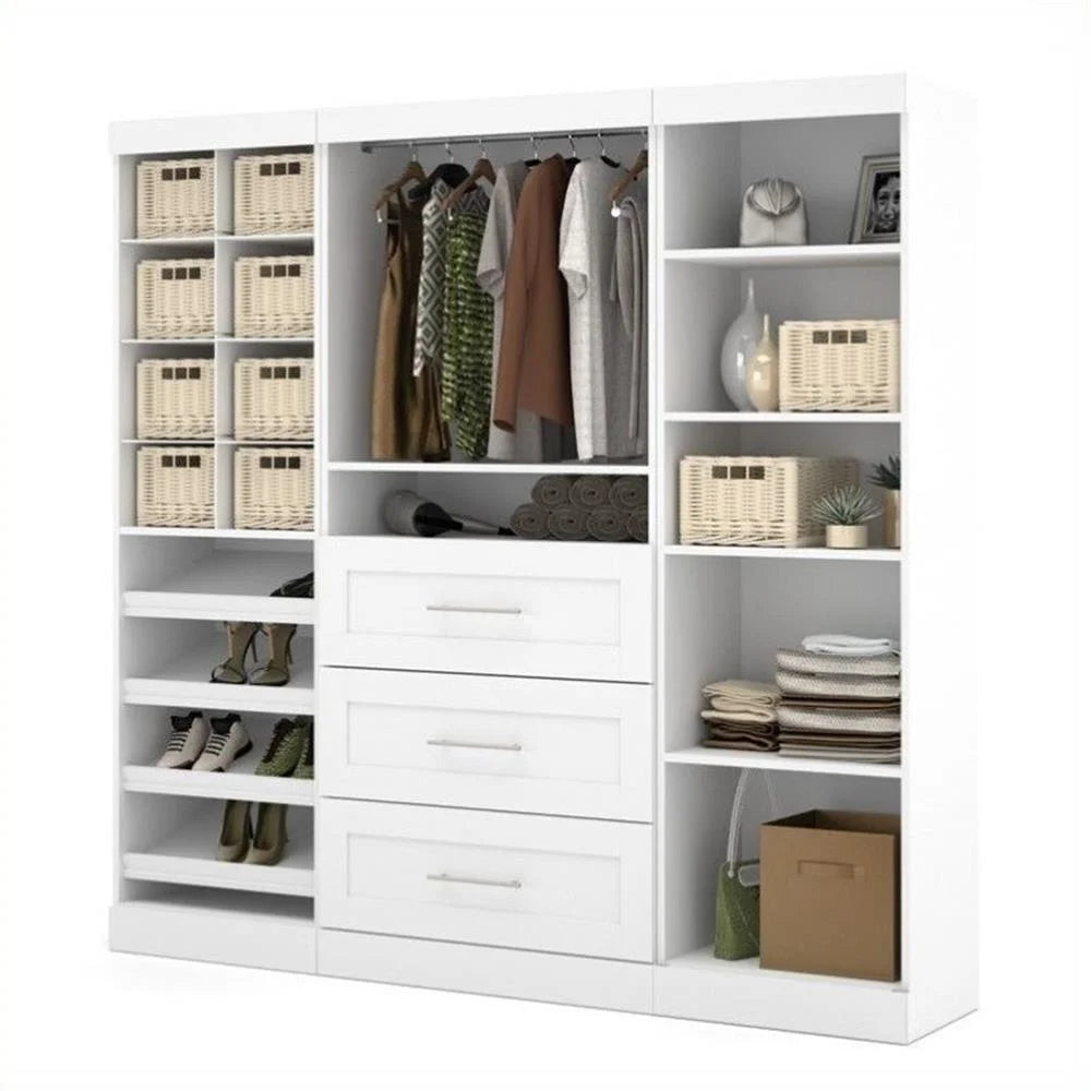 Bestar Pur 86W Closet Organizer System in White - Engineered Wood