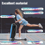 Advwin Scooter Luggage for Kids & Adults, Hardside Ride on Suitcase for Kids Ages 4-15 Multifunctional Lightweight Foldable Carry on Luggage with Wheels Ride on for Children Teenagers, Pink
