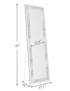 KOHROS 58"x18" Crystal Full Length Standing Floor Mirror Full Body Mirror Silver