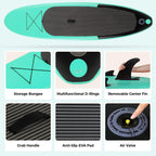Arlopu Portable 10' Inflatable Stand Up Paddle Board with Aluminum Paddle, Leash, Hand Pump & Backpack for Youth Adult