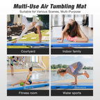 WARMOUNTS Tumbling Mat, 10 ft Inflatable Air Gymnastics Training Mats w/ Electric Pump, 4'' Thick Tumble Track for Home, Gym, Cheerleading, Water, Outdoor
