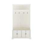 Bowery Hill Traditional Wood Hall Tree in Seafoam Blue/Oatmeal