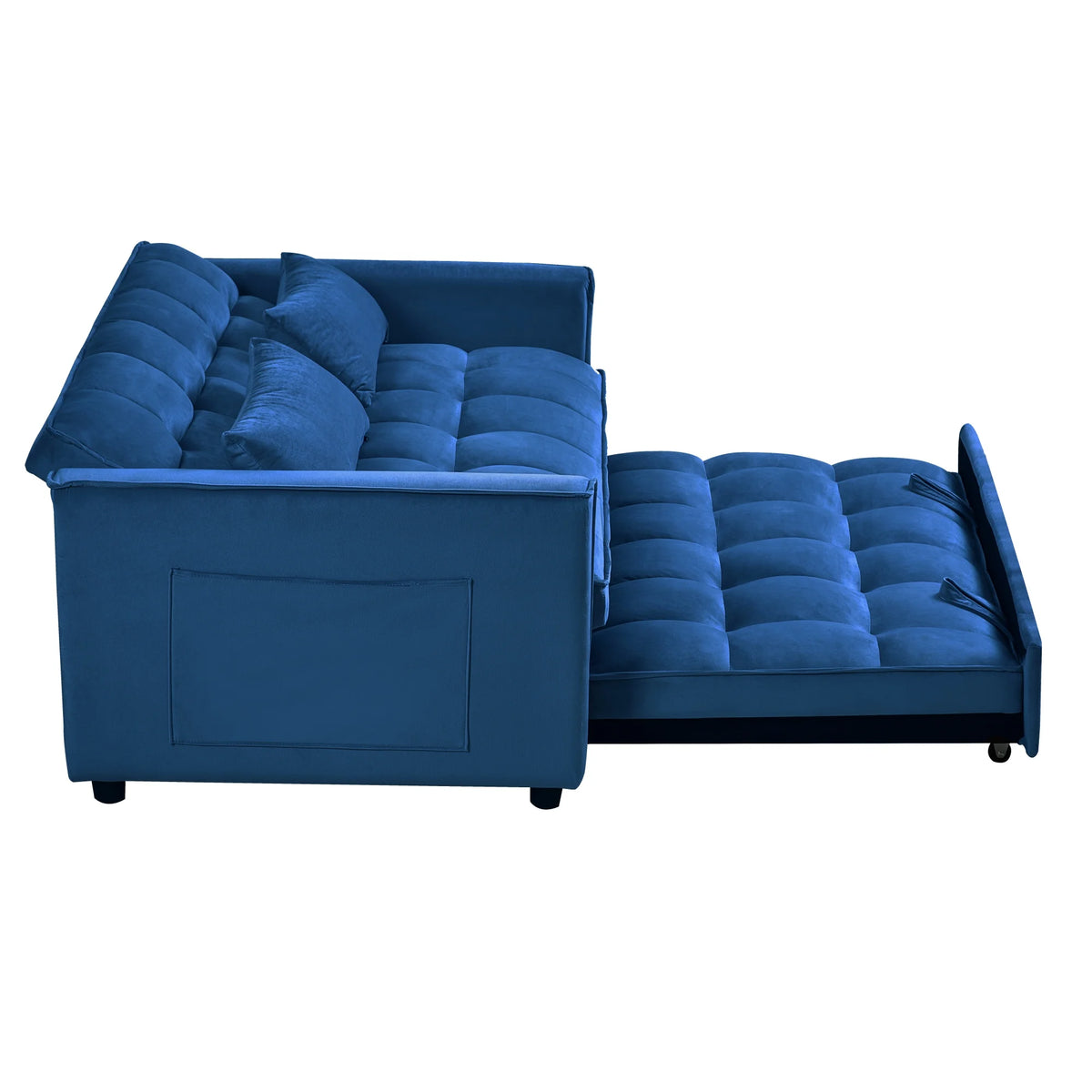 Gewnee 55'' Modern Convertible Velvet Sofa Bed with Pull-Out Twin Bed, Adjustable Backrest for Living Room, Office (Dark Gray)