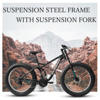 Ambifirner 26" Fat Tire Mountain Bike with Full Suspension - 4" Wide All-Terrain Tires & Shimano 21-Speed Drivetrain - Outdoor Bike for Men/Women 85% Pre-Assembled Durable Design