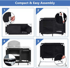 Camping Kitchen Table, Camping Grill Table w/Windscreen & Storage Organizer, Outdoor Kitchen Cook Station with Basin for BBQ, Party, Picnics, Backyards, BBQ Table