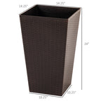 Outsunny Set of 3 Tall Planters with Drainage Hole, Outdoor Flower Plant Pots, Indoor Planters for Porch, Front Door, Entryway, Patio and Deck, Black