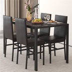 5 Piece Dining Room Table Set, Modern Dining Table Sets with Gray Velvet Upholstered Chairs for 4, Faux Marble Pattern Rectangle Kitchen Table Set for Bar Living Room Breakfast Nook Small Space