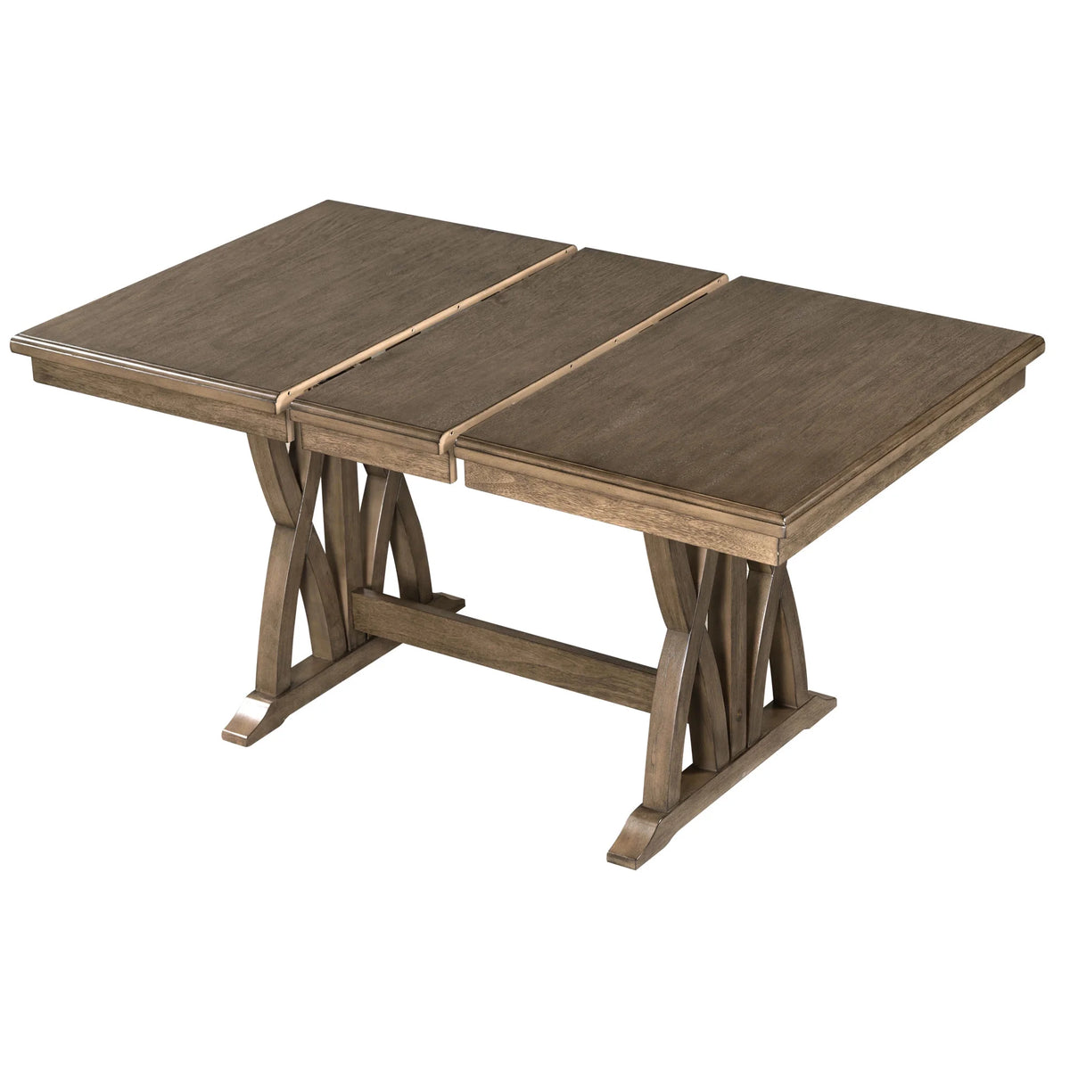 Harper & Bright Designs Farmhouse 7 Pieces Extendable Dining Table Set for 6, Solid Wood Kitchen Table with Butterfly Leaf and 6 Upholstered Chairs, Brown