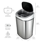 Nine Stars Automatic Trash Can, 21 Gallon Stainless Steel, Motion Sensor Hands Free Soft Close Lid Garbage Bin, Silver