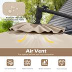 Costway 10 FT Solar Offset Hanging Umbrella Patio Cantilever Umbrella with 32 LED Lights Brown