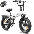 Jasion X-Hunter Electric Bike for Adults, 750W Motor Electric Bicycle with 48V 13AH Removable Battery, 20" x4.0 Fat Tire Folding Ebike, Full Suspension, 7-Speed Bicycles