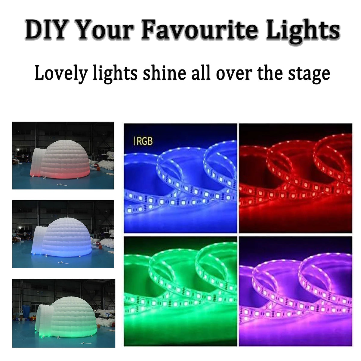 SAYOK 16.4ft Inflatable Igloo Dome Tent with LED Lgith Protable White Nightclub Tent for Party Wedding Event