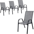 Pirecart Set of 4 Patio Dining Chairs, Textilene Outdoor Stacking Chairs for Poolside, Backyard, Garden