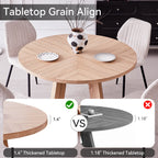 5 Piece 47'' Round Dining Table Chairs Set for 4, Farmhouse Gray Kitchen Table with 4 Boucle Mid Century Modern Dinning Room Chairs, Wood Dinner Table &Upholstered Chair Set of 4, Beige