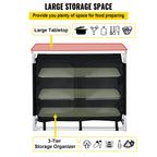 Camping Kitchen Station, Aluminum Portable Folding Cook Table with Storage Organizer and Carrying Bag, Quick Installation for Outdoor BBQ Party Backyards and Tailgating, Black
