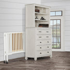 Dream On Me Quinn Full-Size Folding Crib. Removable Wheels. Modern Nursey. Adjustable Mattress Support. Patent Folding System in White