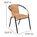 Emma + Oliver Indoor/Outdoor Stacking Rattan Restaurant Patio Chairs, Set of 2, Gray