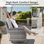 Ovios 5 Pieces Outdoor Patio Furniture Set High Back All Weather Wicker Conversation Set with Swivel Chairs & Coffee Table, Dark Gray
