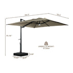 Boyel Living Cantilever Outdoor Patio Umbrellas, with Bluetooth Ambient Light & Base, Offset Square Umbrella for Pool Deck Garden Backyard, Navy Blue