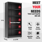 WORKPRO Metal Garage Storage Cabinet with Locking Doors and Adjustable Shelves,71 inches Tall Storage Cabinet for Tools, Office, Home, Shops (Black), Solid Packed