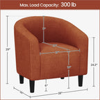 Yaheetech Upholstered Club Chair Accent Barrel Chair, Ivory