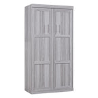 Euroco Pine Wood Twin Size Murphy Bed, Convertible Wall Bed into A Cabinet, Gray