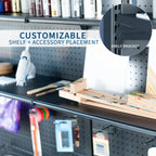 VIVO Black Freestanding Modular Pegboard System with 3 Tier Organization