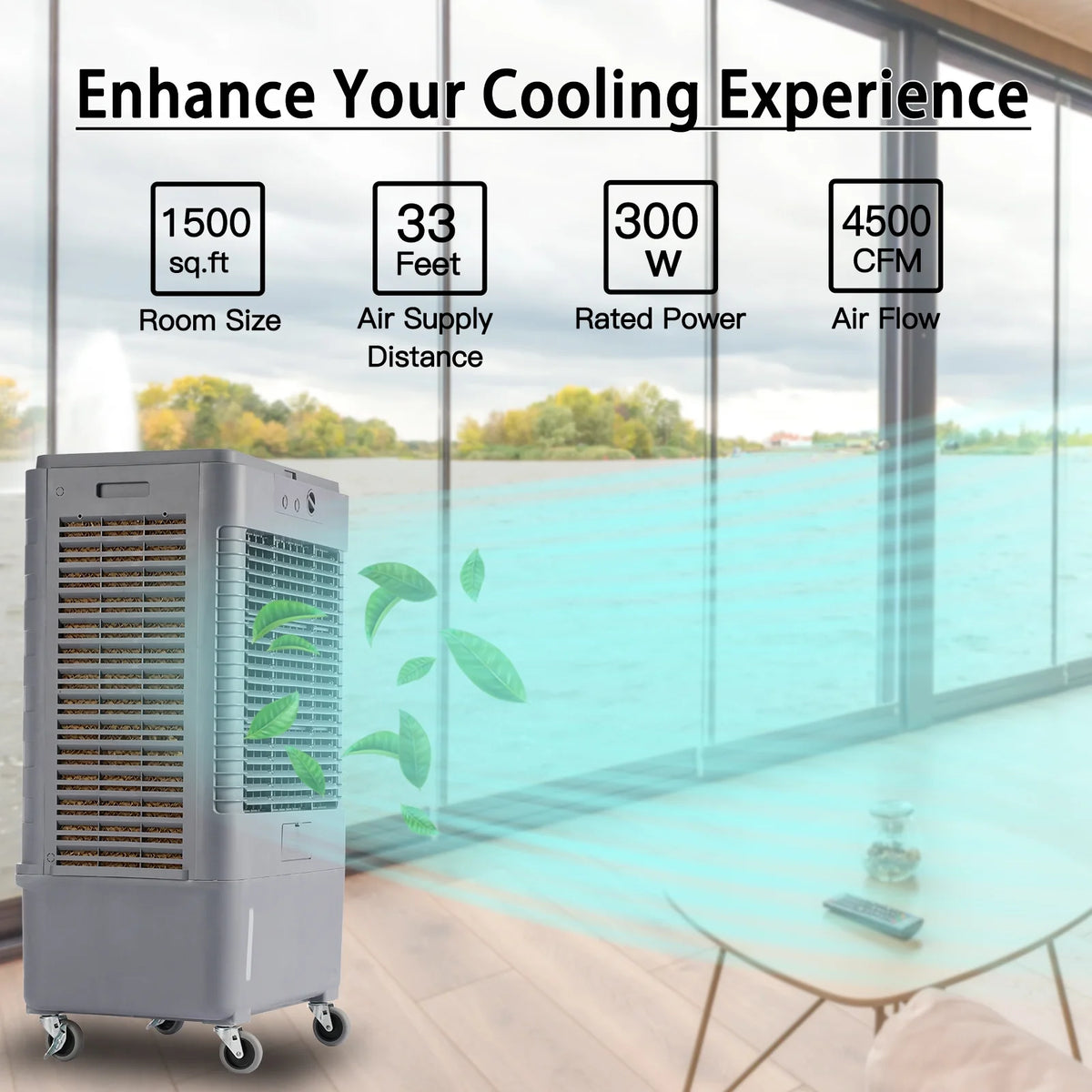 YougetTech 37'' Portable 3000CFM Evaporative Air Cooler