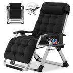 NAIZEA 2 Pack Zero Gravity Chair, Foldable Portable Lawn Recliner with Cushion, Headrest, Cup Holder, Black