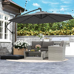 Costway 10 FT Solar Offset Hanging Umbrella Patio Cantilever Umbrella with 32 LED Lights Brown