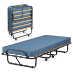 Costway Portable Folding Bed with Memory Foam Mattress Rollaway Cot  Navy Made in Italy